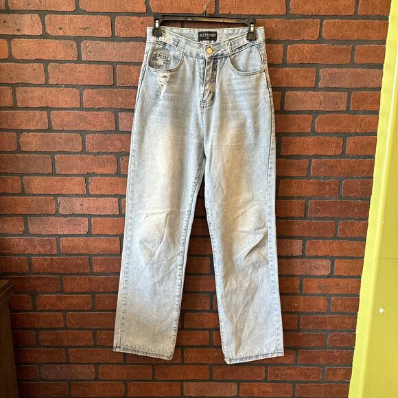 KITTENISH Jessie James Decker High-Rise Mom Jeans - 27 Light Wash Classic - Picture 1 of 11